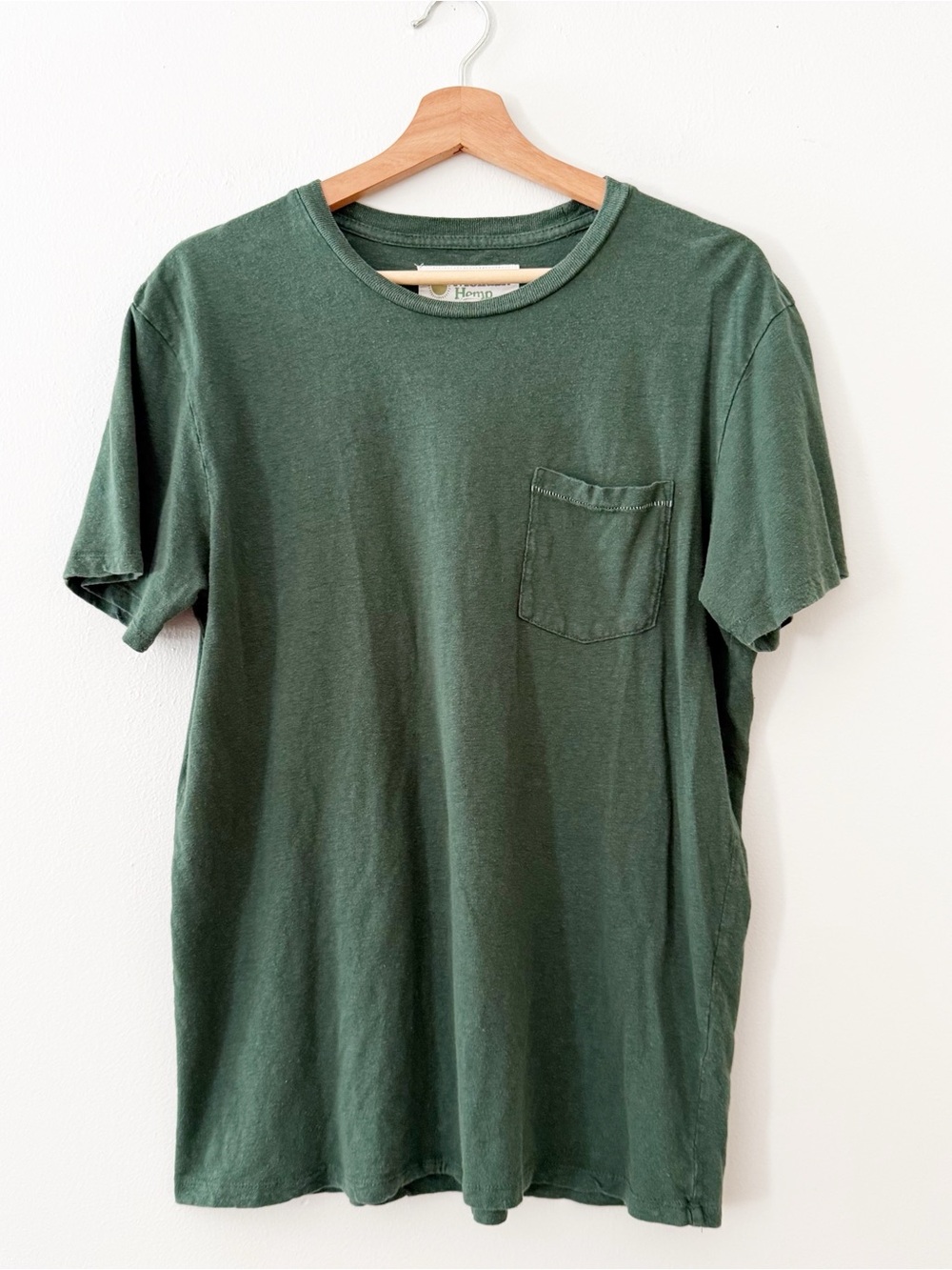 Mollusk Hemp Shirt Mens Medium Green Pocket Tee Casual Hemp Blend.